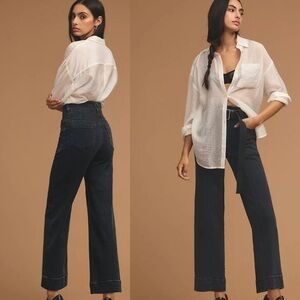 Picro The Skipper Seamed High-Rise Cropped Wide-Leg Jeans 29 Black/Gray (Elm)